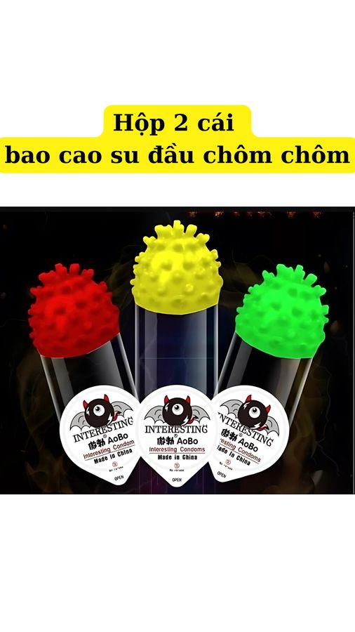 Hàng Nội Địa Cao Cấp - Hộp 2 Cái Bao Su Cao Cấp gân gai bi râu chôm chôm, tăng kích thích, kéo dài thời gian INTERESTING