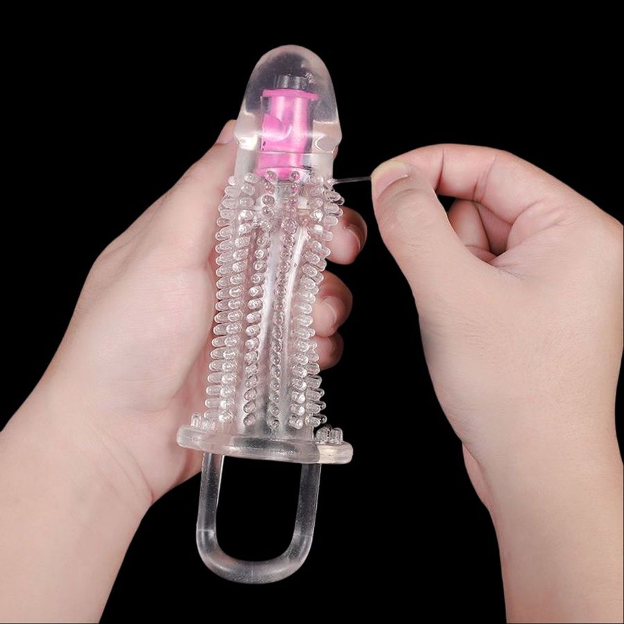 Bản Nhập Khẩu Cao Cấp - Bao Su Cao Cấp Đôn Dên Gai Rung Đầu Có Quai Đeo Silicon Siêu Mềm - ôm sát cảm giác thật, giao hà