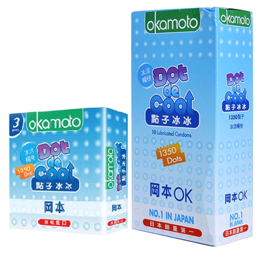 Bản Nhập Khẩu Cao Cấp - Bao Su Cao Cấp Hương Bạc Hà Có Gai Của Nhật Okamoto Dot De Cool 10 - ôm sát cảm giác thật, giao 