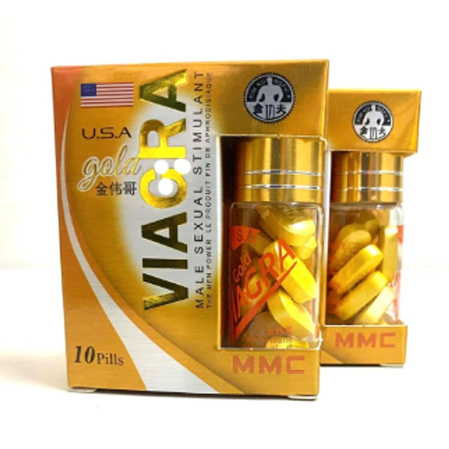 Dòng Cao Cấp Chính Hãng - Viên hỗ trợ nam Gold USA hộp 10 viên VIACRA 10 Pills - hàng nhập khẩu, dùng theo hướng dẫn
