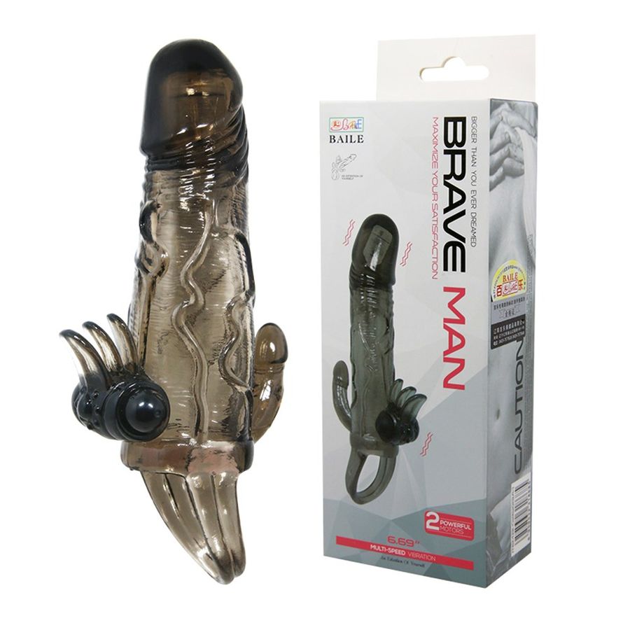 Sản Phẩm Chính Hãng Loại 1 - Bao Su Cao Cấp Đôn Dên Rung 2 Đầu Có Quai Đeo Brave Man BAILE 6.59 inch - ôm sát cảm giác t