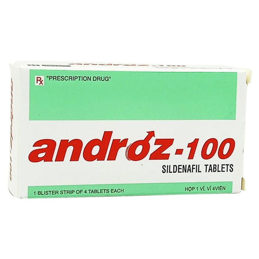 Hàng Chuẩn Nhập Khẩu - Viên Hỗ Trợ Phái Mạnh Androz 100 Sildenafil Tablets 1 BLISTER STRIP OF 4 TABLETS EACH - hàng nhập
