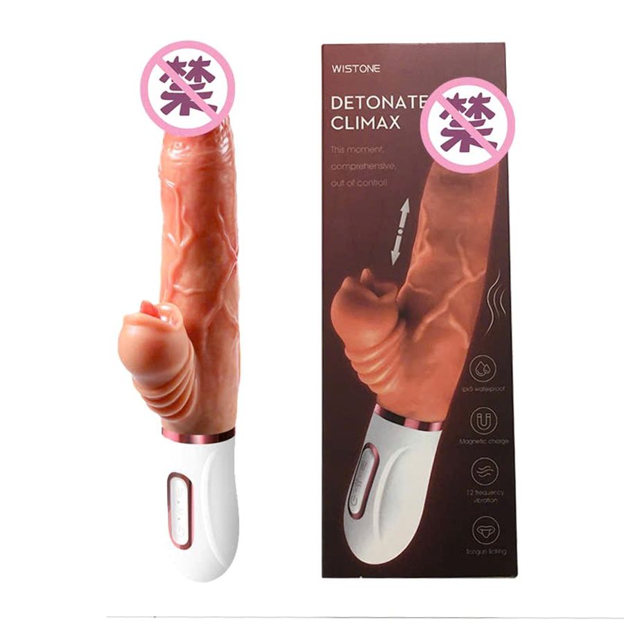 Hàng Nội Địa Cao Cấp - Dương Vật Giả Detonate Climax Cầm Tay Xoay Thụt Sưởi Ấm Tự Động Lưỡi Liếm WISTONE - chất liệu mềm