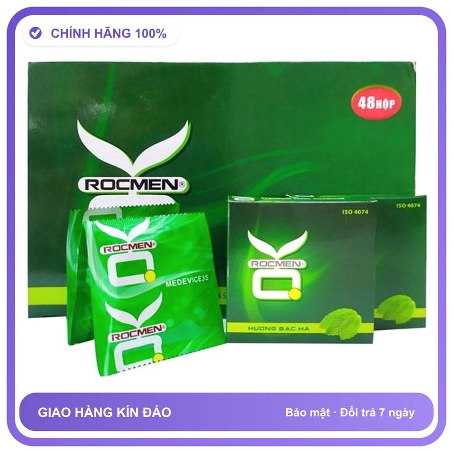 Hàng Chuẩn Nhập Khẩu - Bao Su Cao Cấp khách sạn nhà nghỉ Bạc Hà OK Rocmen Hộp 144 cái - ôm sát cảm giác thật, giao hàng 