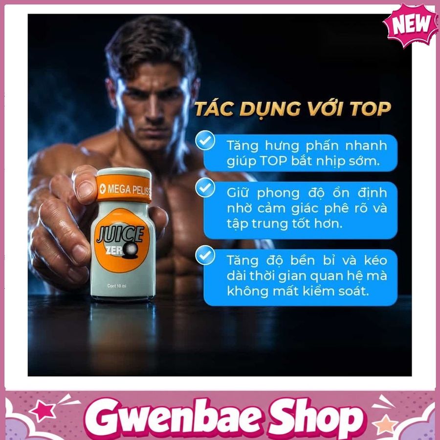 Chai Hít Tăng Khoái Cảm Bao Phê Kích Thích tăng khoái cảm Popper PWD USA Juice Zero - Chai 10ml - Gwenshop Chính Hãng