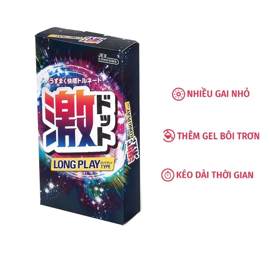 Bản Nhập Khẩu Cao Cấp - Bao Su Cao Cấp Nhật Bản Jex Long Play 8s 120mm - ôm sát cảm giác thật, giao hàng kín đáo