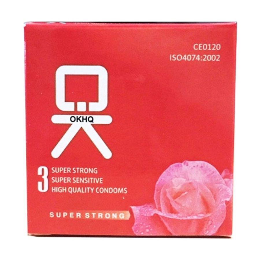 Phiên Bản Chính Hãng - Bao Su Cao Cấp OKHQ - Không mùi, mỏng trơn hộp 3 cái - ôm sát cảm giác thật, giao hàng kín đáo