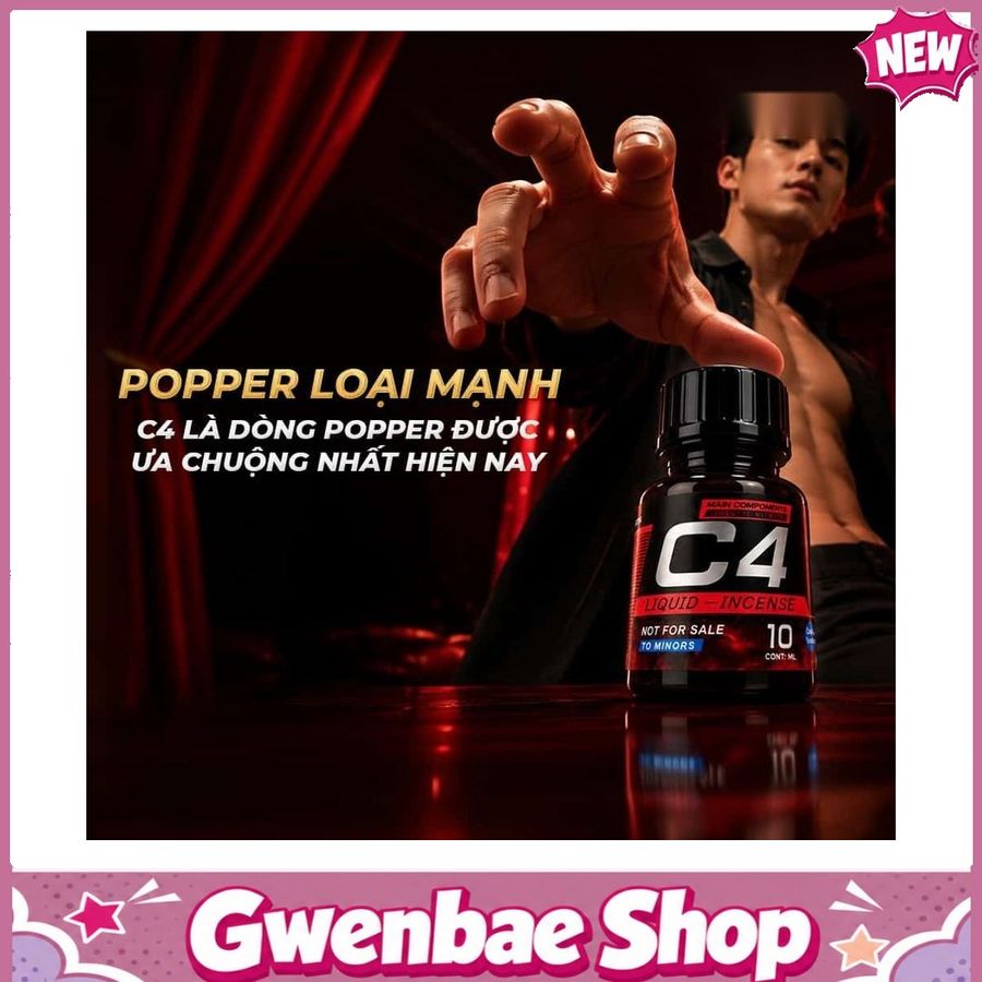 Chai Hít Bao Phê Tăng Khoái Cảm Kích Thích tăng khoái cảm Popper PWD USA C4 Red - Chai 10ml - Gwenshop Chính Hãng