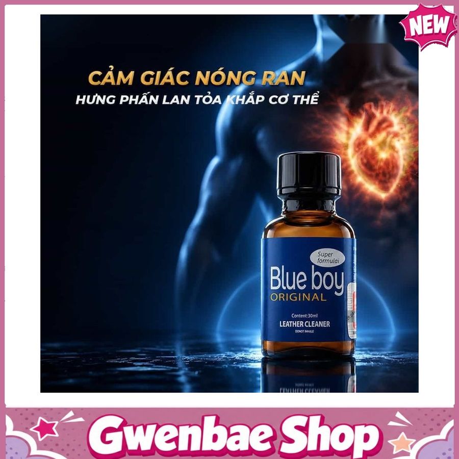Chai Hít Kích Thích Tăng Khoái Cảm Bao Phê tăng khoái cảm Popper PWD USA Blue Boy - Chai 30ml - Gwenshop Chính Hãng