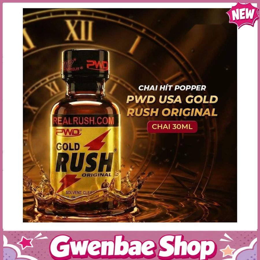 Chai Hít Kích Thích Bao Phê Tăng Khoái Cảm tăng khoái cảm Popper PWD USA Gold Rush Original - Chai 30ml - Gwenshop Chính Hãng