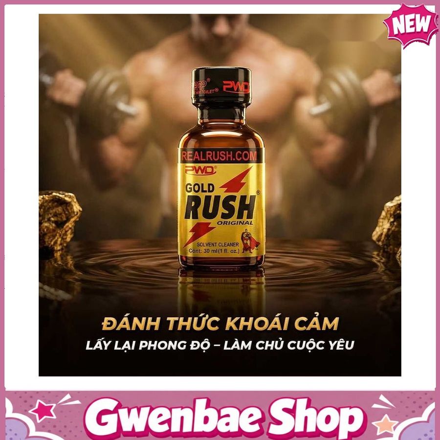 Chai Hít Kích Thích Tăng Khoái Cảm Bao Phê tăng khoái cảm Popper PWD USA Gold Rush Original - Chai 30ml - Gwenshop Chính Hãng