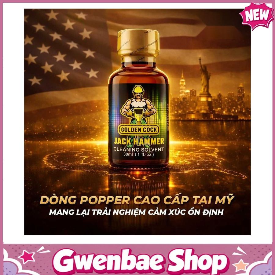 Chai Hít Bao Phê Tăng Khoái Cảm Kích Thích tăng khoái cảm Popper DS USA Golden Cock Jack Hammer - Chai 30ml - Gwenshop Chính Hãng