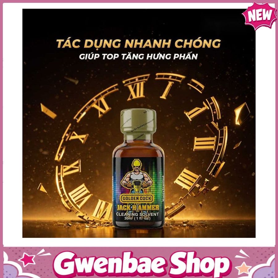 Chai Hít Bao Phê Kích Thích Tăng Khoái Cảm tăng khoái cảm Popper DS USA Golden Cock Jack Hammer - Chai 30ml - Gwenshop Chính Hãng