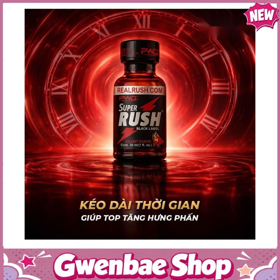Chai Hít Tăng Khoái Cảm Bao Phê Kích Thích tăng khoái cảm Popper PWD USA Super Rush Black Label - Chai 30ml - Gwenshop Chính Hãng