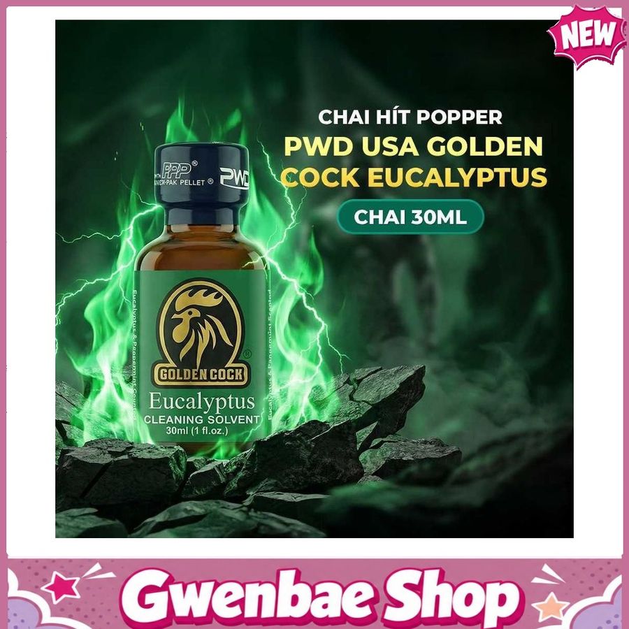Chai Hít Kích Thích Bao Phê Tăng Khoái Cảm tăng khoái cảm Popper PWD USA Golden Cock Eucalyptus - Chai 30ml - Gwenshop Chính Hãng