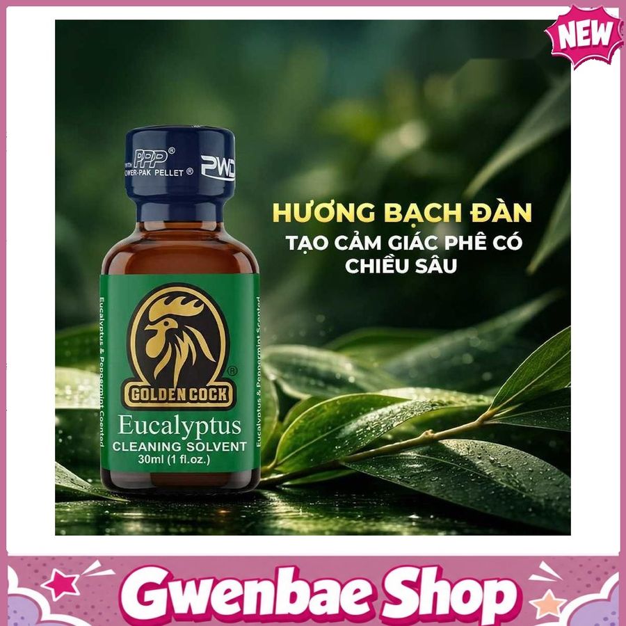 Chai Hít Tăng Khoái Cảm Bao Phê Kích Thích tăng khoái cảm Popper PWD USA Golden Cock Eucalyptus - Chai 30ml - Gwenshop Chính Hãng