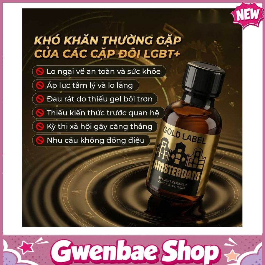 Chai Hít Tăng Khoái Cảm Bao Phê Kích Thích tăng khoái cảm Popper DS USA Amsterdam Gold Label - Chai 30ml - Gwenshop Chính Hãng