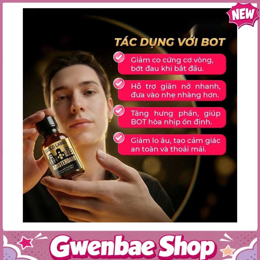 Chai Hít Bao Phê Kích Thích Tăng Khoái Cảm tăng khoái cảm Popper DS USA Amsterdam Gold Label - Chai 30ml - Gwenshop Chính Hãng