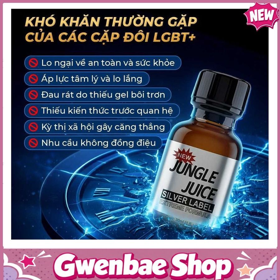 Chai Hít Tăng Khoái Cảm Bao Phê Kích Thích tăng khoái cảm Popper DS USA Jungle Juice Silver Label - Chai 30ml - Gwenshop Chính Hãng