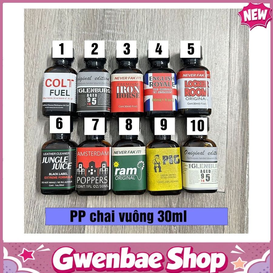 Chai Hít Tăng Khoái Cảm Kích Thích Bao Phê Popper 30ml Chai Vuông Tổng Hợp Nhiều Mẫu - Gwenshop Chính Hãng