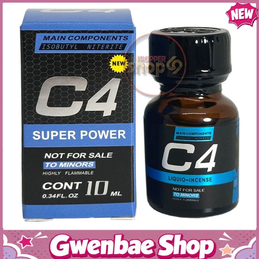 Chai Hít Tăng Khoái Cảm Kích Thích Bao Phê Popper C4 Super Power Blue 10ml - Poppers Giá Rẻ - Gwenshop Chính Hãng