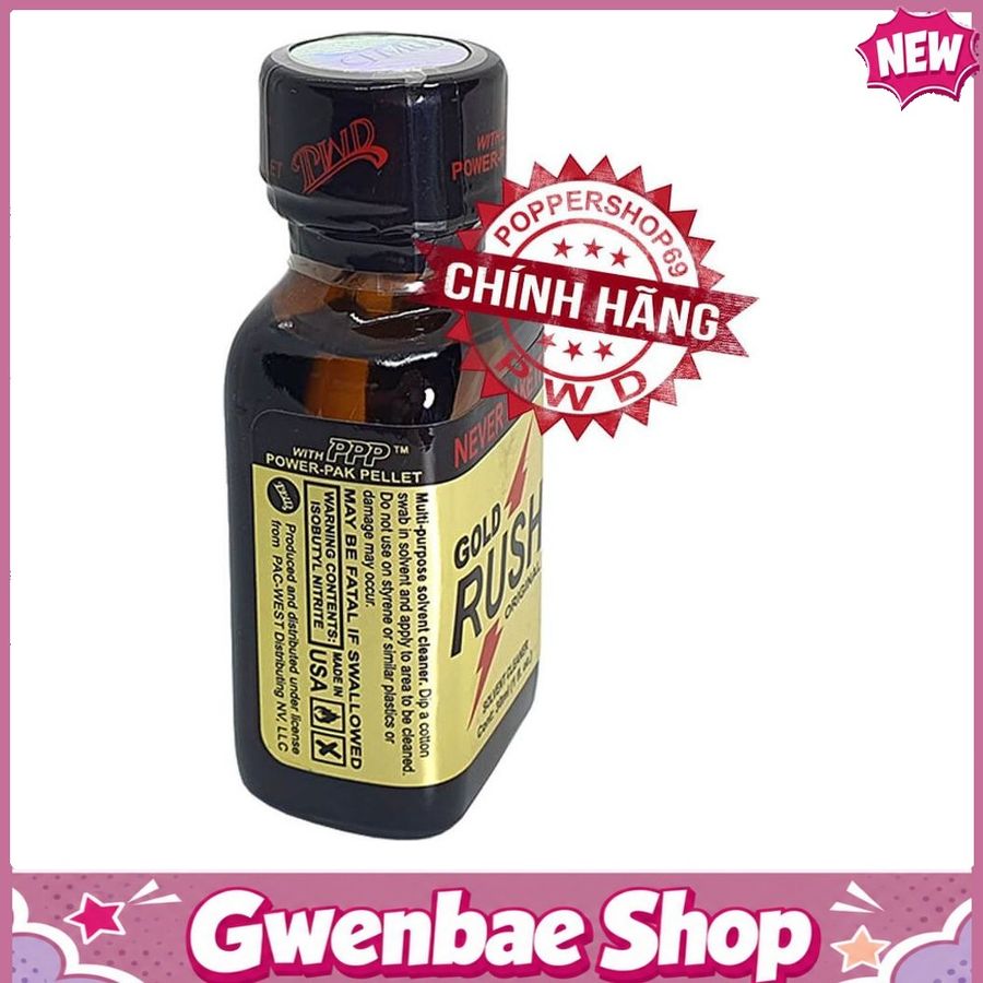 Chai Hít Bao Phê Kích Thích Tăng Khoái Cảm Popper Gold Rush Original 30ml Chính Hãng PWD USA - Gwenshop Chính Hãng