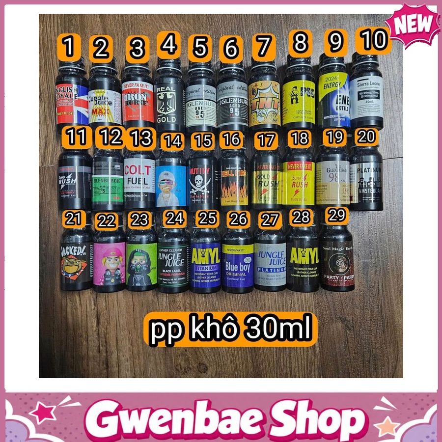 Chai Hít Tăng Khoái Cảm Kích Thích Bao Phê Popper khô 30ml tổng hợp nhiều mẫu - Poppers Giá Rẻ - Gwenshop Chính Hãng