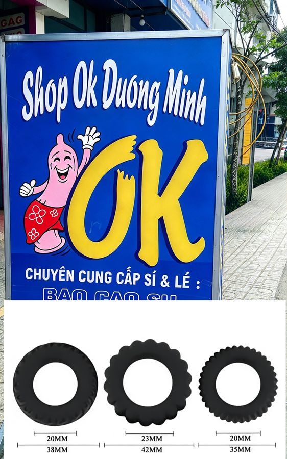 Vòng đeo dương vật bộ 3 cái, cao su ôm chặt, giúp to dài, gân to, ko bị đứt, che tên 