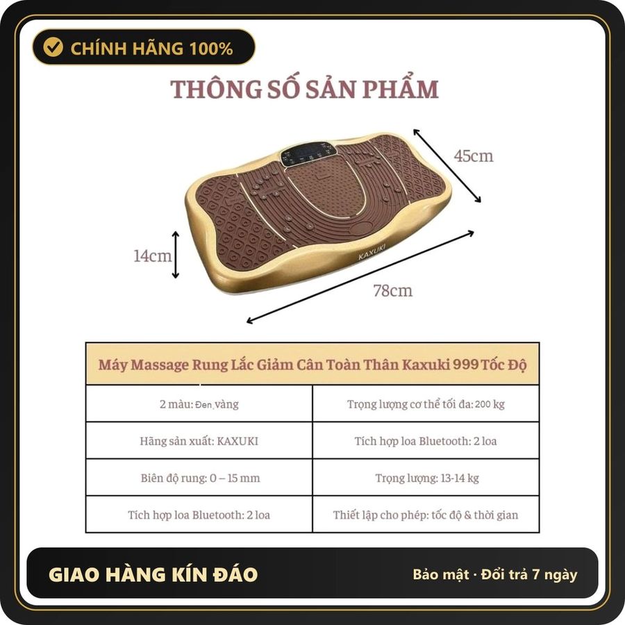 (Che Tên) MÁY RUNG LẮC GIẢM CÂN KAXUKI 999 CẤP ĐỘ PRO MAX, CÓ NGHE NHẠC BLUETOOTH Bảo Mật Tuyệt Đối Sẵn Hàng