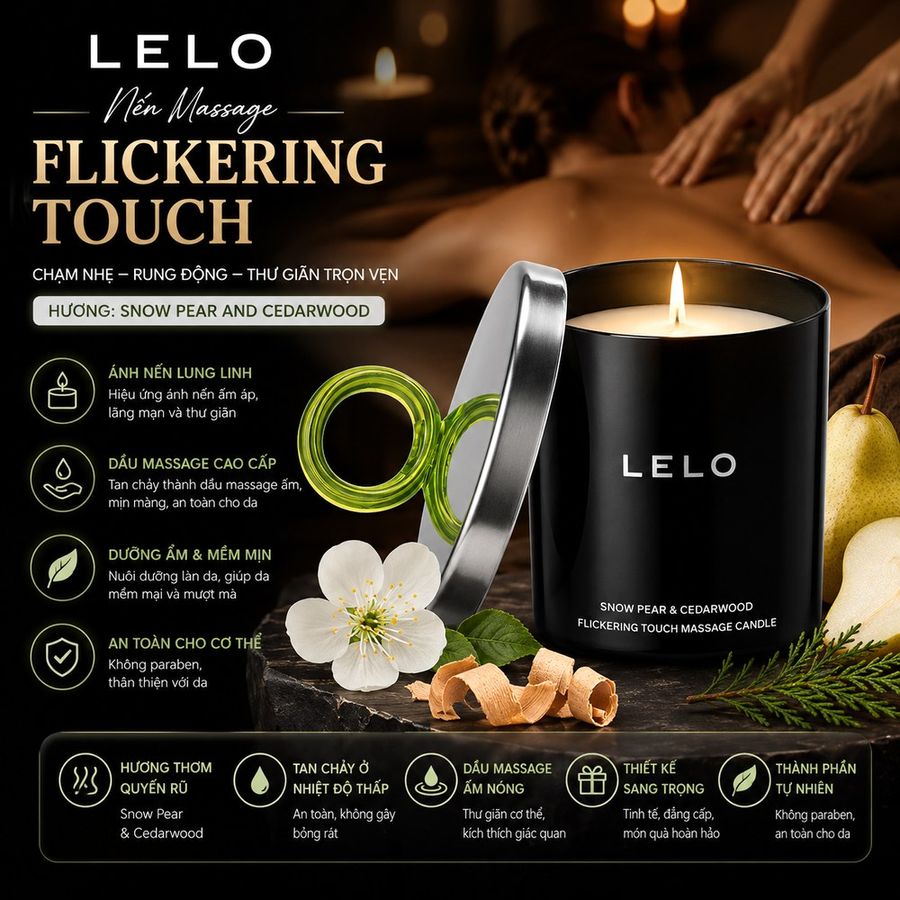 Nến Thơm Lelo Flickering Touch Massage Candle Snow Pear And Cedarwood chính hãng - chất liệu an toàn cho da, dễ vệ sinh, êm ái khi dùng - giao hàng che tên kín đáo Sẵn Hàng