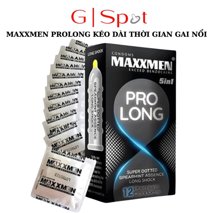 Phiên Bản Chính Hãng - Bao Su Cao Cấp MAXXMEN 5in1 PROLONG Kéo dài thời gian, Gân gai, Siêu mỏng mẫu 2 12 Premium Condom