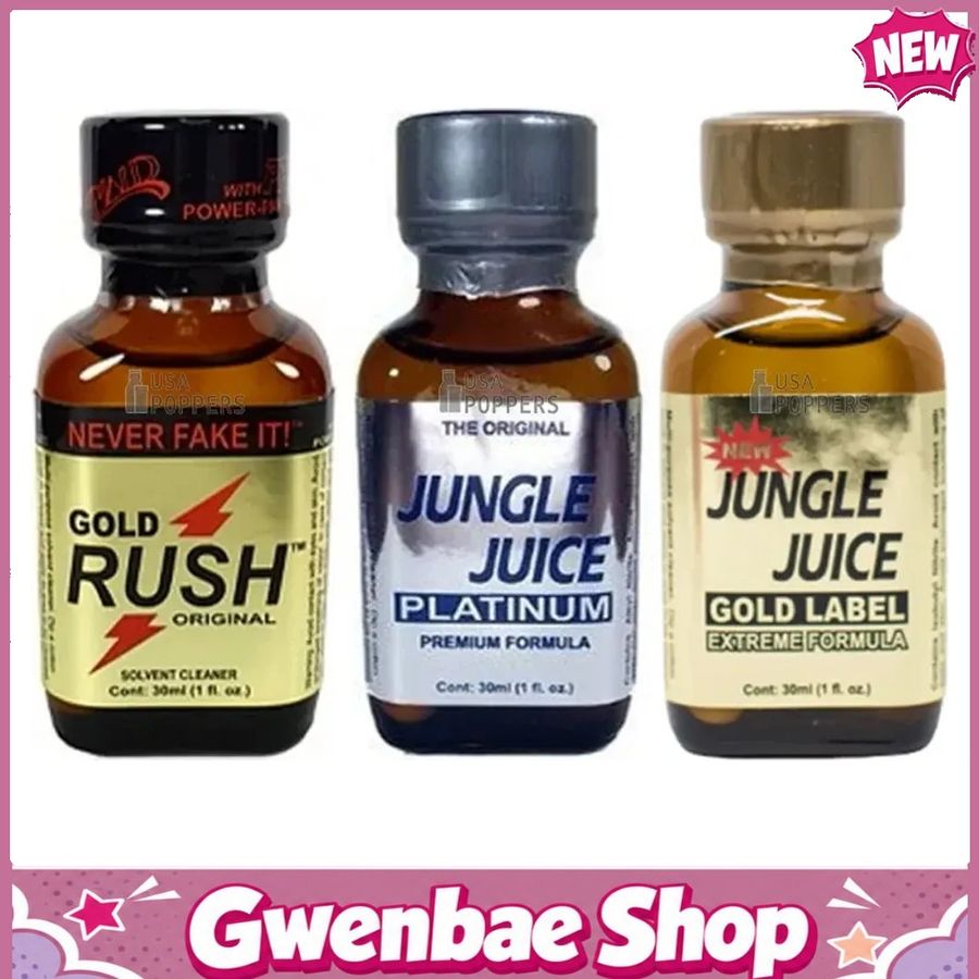 Chai Hít Tăng Khoái Cảm Kích Thích Bao Phê Gold Rush, Jungle Juice Platinum, Jungle Juice Gold Label, 30ml (Bulk Pack) - Gwenshop Chính Hãng