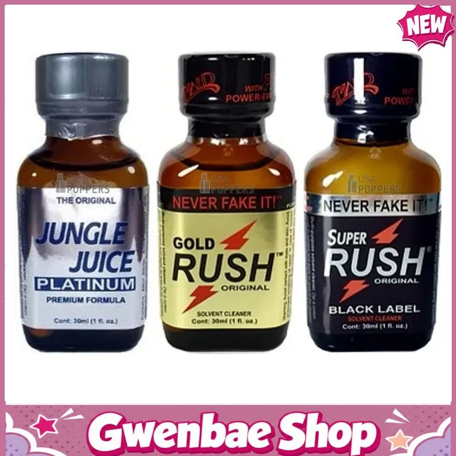Chai Hít Tăng Khoái Cảm Kích Thích Bao Phê Jungle Juice Platinum, Gold Rush, Super Rush Black Label, 30ml (Bulk Pack) - Gwenshop Chính Hãng