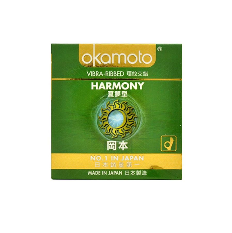 Sản Phẩm Chính Hãng Loại 1 - Bao Su Cao Cấp Okamoto Hamorny Mỏng Có Gân Sọc - ôm sát cảm giác thật, giao hàng kín đáo
