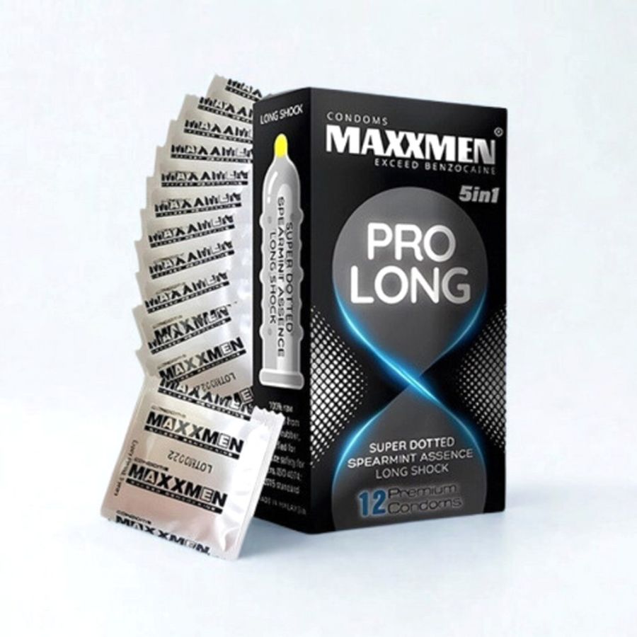 Dòng Cao Cấp Chính Hãng - Bao Su Cao Cấp MaxxMen ProLong Hộp 12 Chiếc Truyền Nhiệt Tuyệt Vời, Cảm Giác Chân Thực, Kéo Dà