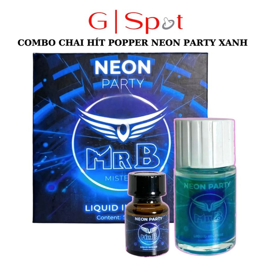 Phiên Bản Chính Hãng - Combo Dung Dịch Hít Thư Giãn Neon Party Xanh Dạ Quang 40ml + 10ml MRB - hương dịu, dùng cho cả na