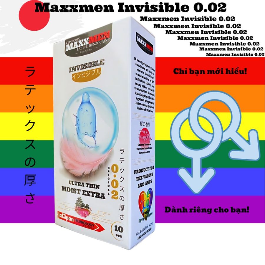 Phiên Bản Chính Hãng - Bao Su Cao Cấp size 49mm Maxxmen Invisible 002, công nghệ NHẬT BẢN cực siêu mỏng NHIỀU GEL, hương