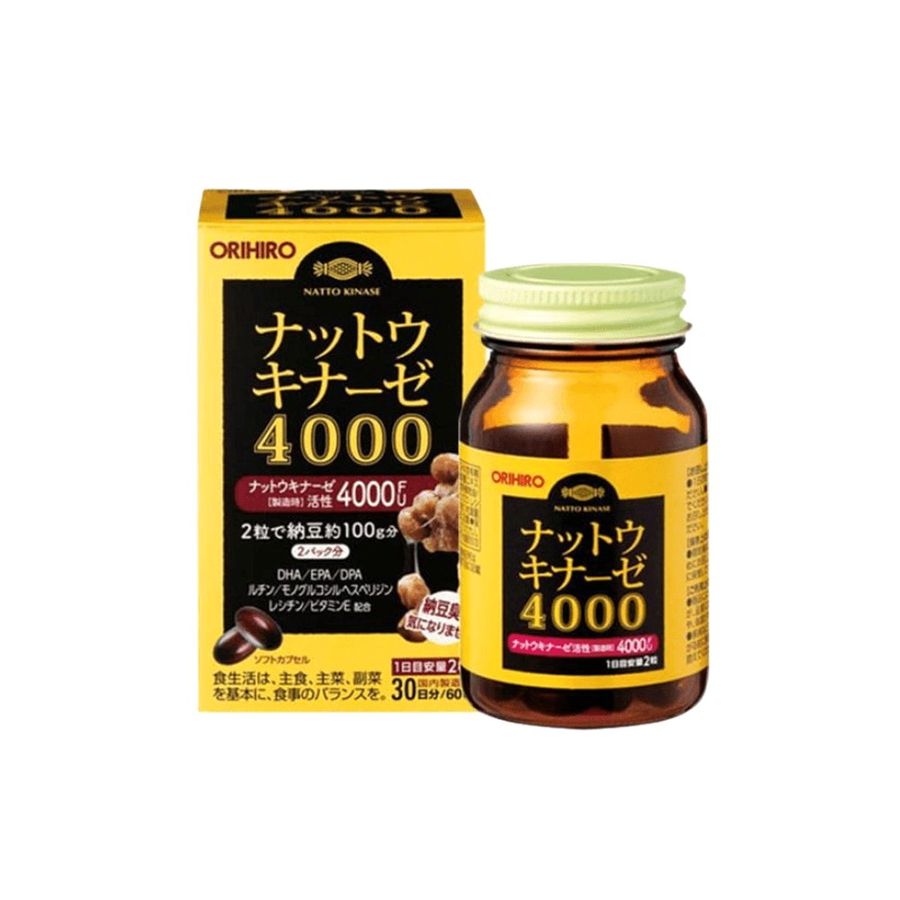 Dòng Cao Cấp Chính Hãng - Viên Hỗ Trợ Orihiro Nattokinase 4000FU Nhật Bản - Tăng Cường Trí Nhớ, Hỗ Trợ Tuần Hoàn Máu, Cả