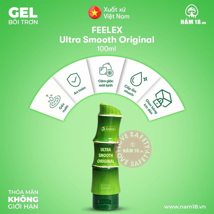 Gel Bôi Trơn Feelex Ultra Smooth Original Cây Tre chính hãng - gốc nước không dính rít, có dưỡng ẩm, dịu nhẹ an toàn cho da - giao hàng hàng có sẵn
