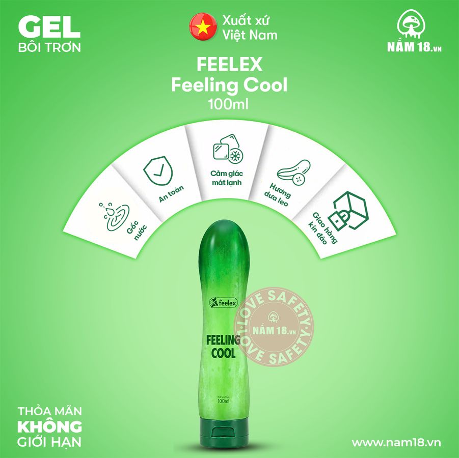 Gel Bôi Trơn Feelex Feeling Cool Dưa Leo chính hãng - gốc nước không dính rít, có dưỡng ẩm, dịu nhẹ an toàn cho da - giao hàng che tên kín giao nhanh