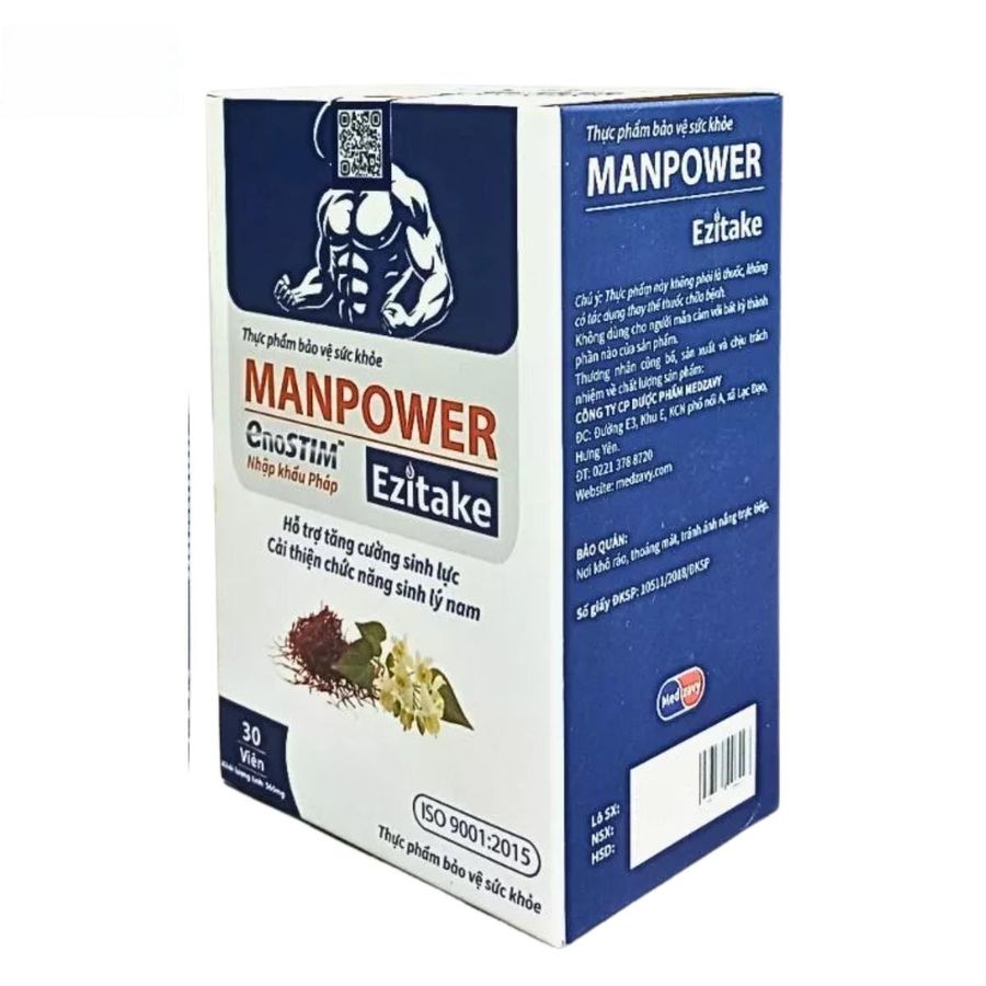 Viên uống Manpower Ezitake - Bổ thận, mạnh gân cốt, hỗ trợ sinh lực nam giới trưởng thành - hàng chuẩn