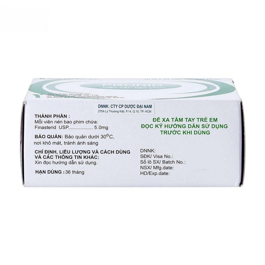 Viên uống Prorid 5mg - điều trị tăng sản tuyến tiền liệt lành tính cho nam giới - bản tiêu chuẩn