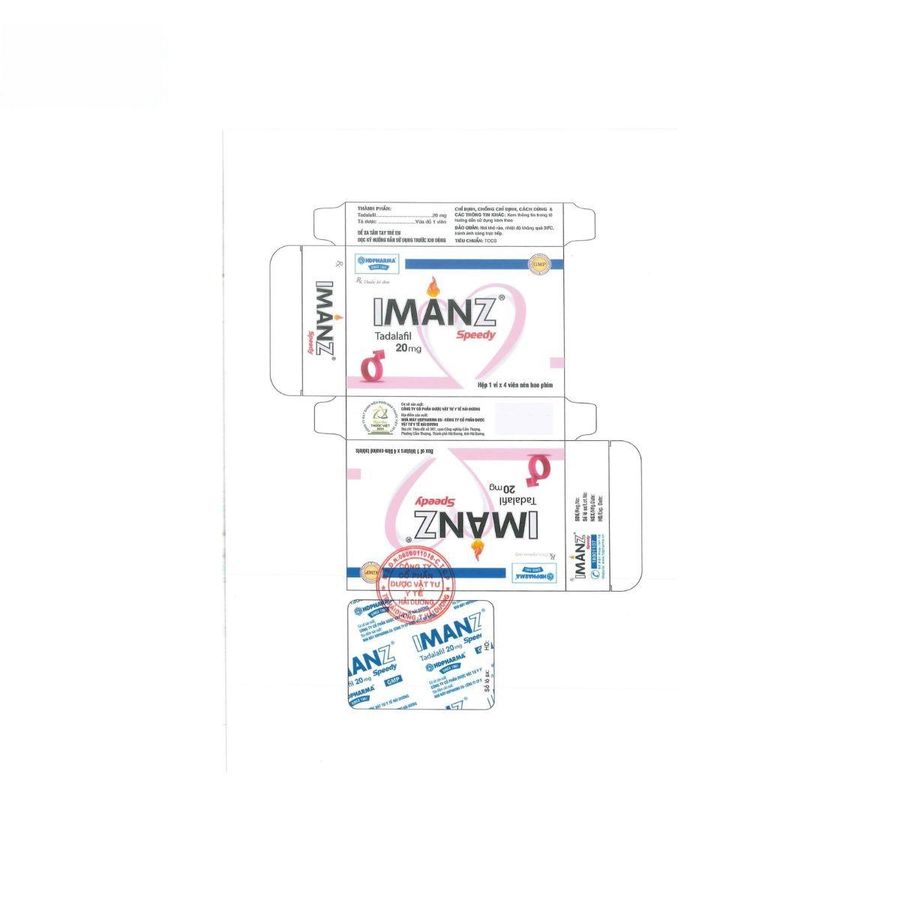 Viên uống Imanz Speedy 20mg - Điều trị rối loạn cương dương cho nam giới trưởng thành - bản tiêu chuẩn