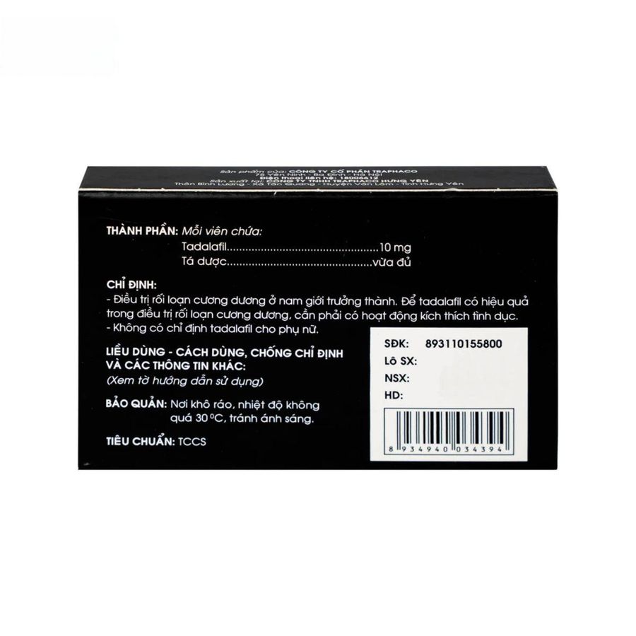 Viên uống Drillmen 10mg - điều trị rối loạn cương dương hiệu quả cho nam giới trưởng thành - bản tiêu chuẩn