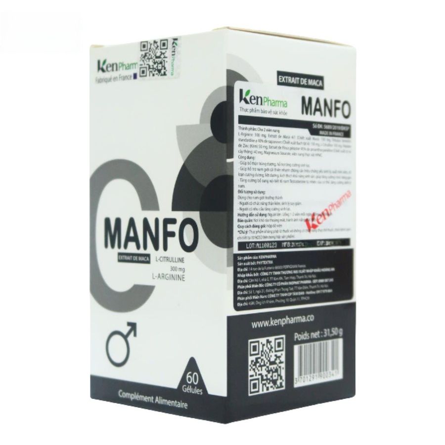 Viên uống Kenpharma Manfo - Bổ thận tráng dương, cải thiện sinh lý cho nam giới trưởng thành - đóng gói kín