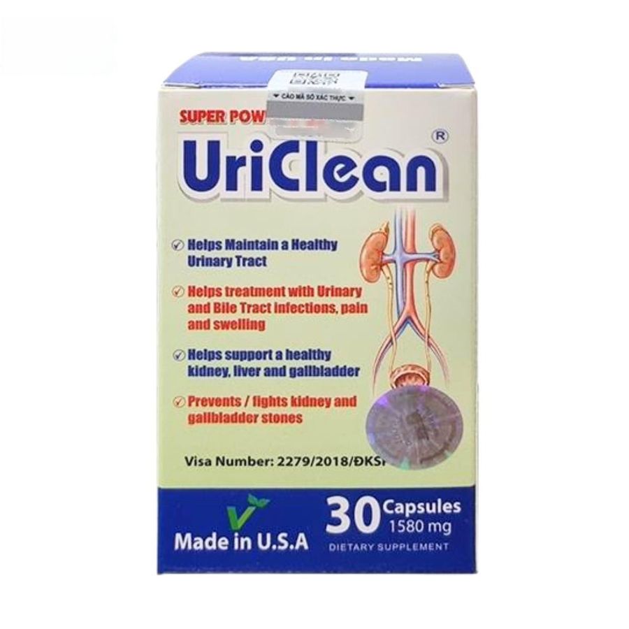 Viên uống Super Power UriClean 30 viên - Hỗ trợ sức khỏe tiết niệu, ngăn ngừa viêm nhiễm cho người lớn. - mẫu mới