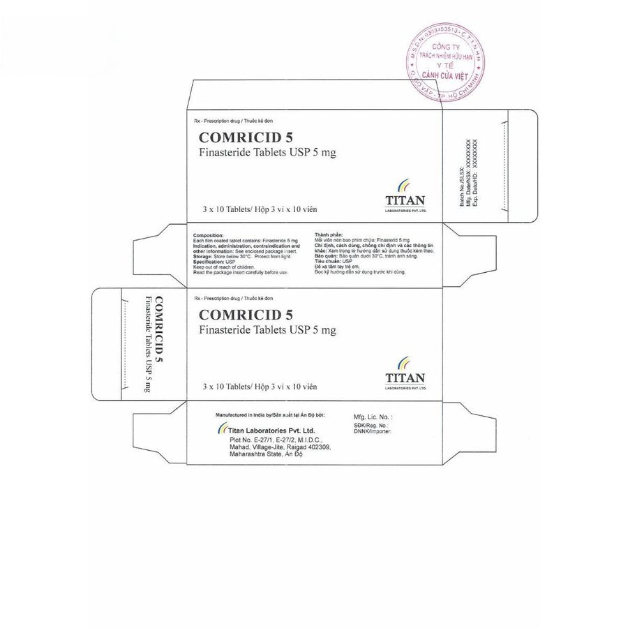 Viên uống Comricid 5mg - Điều trị tăng sinh tuyến tiền liệt lành tính cho nam giới - mẫu mới
