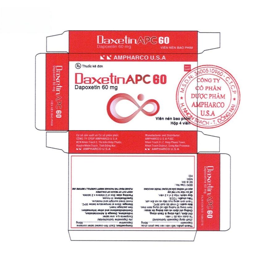 Viên uống DaxetinAPC 60mg - điều trị xuất tinh sớm cho nam giới trưởng thành - mẫu mới