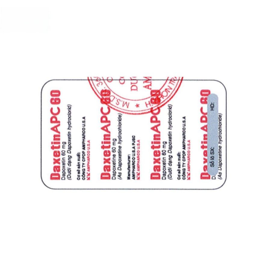 Viên uống DaxetinAPC 60mg - điều trị xuất tinh sớm cho nam giới trưởng thành - bản tiêu chuẩn