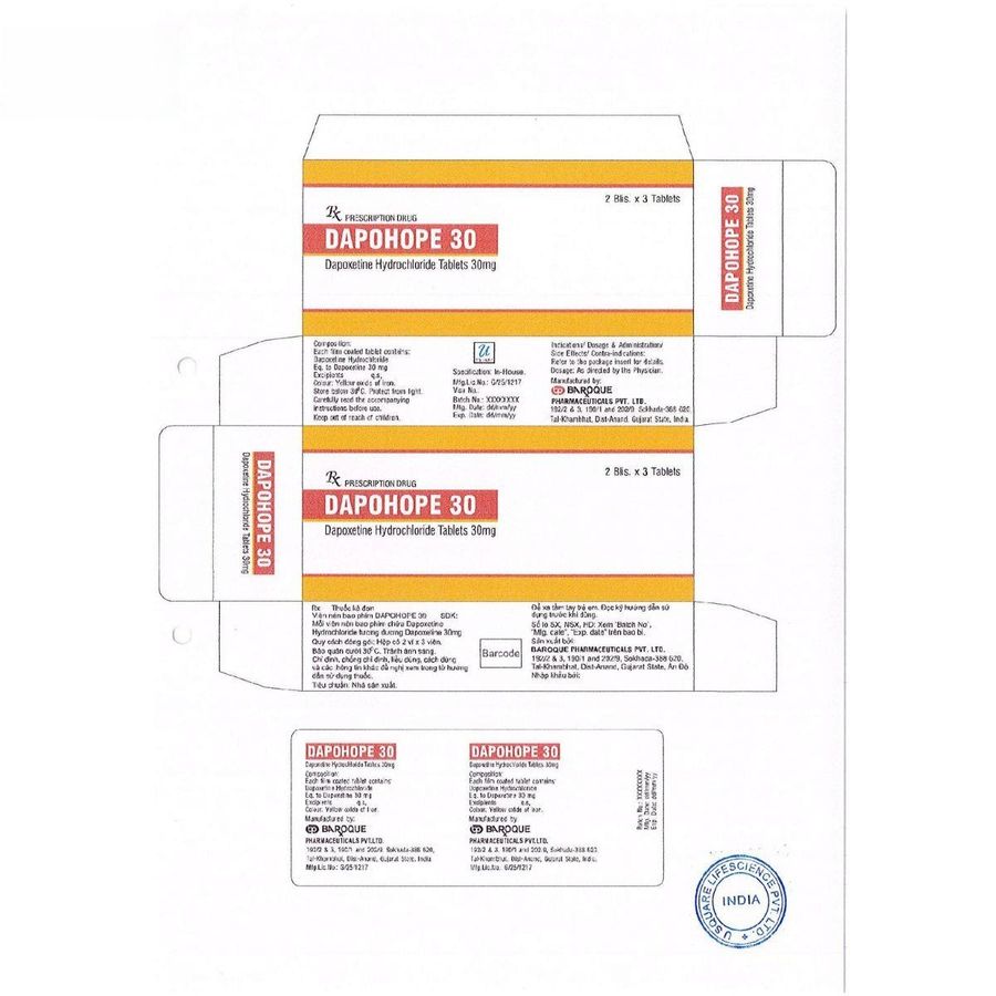 Viên uống Dapohope 30mg - Điều trị xuất tinh sớm hiệu quả cho nam giới trưởng thành - mẫu mới